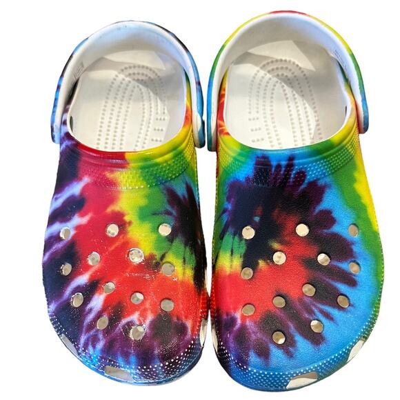 CROCS Tie DyeMens Size 7 Women’s 9 Rubber Clogs - Picture 1 of 8